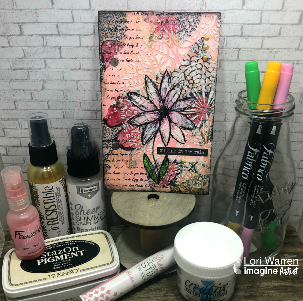 spring time art canvas with stazon pigment ink